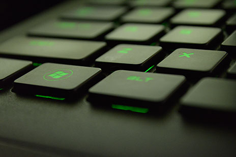 Keyboard with green ligh